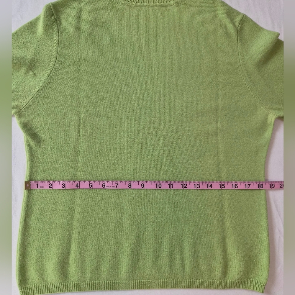 ​Valerie Stevens 2-Ply 100% Cashmere Turtleneck Sweater - Lime Green - Large - Picture 6 of 12